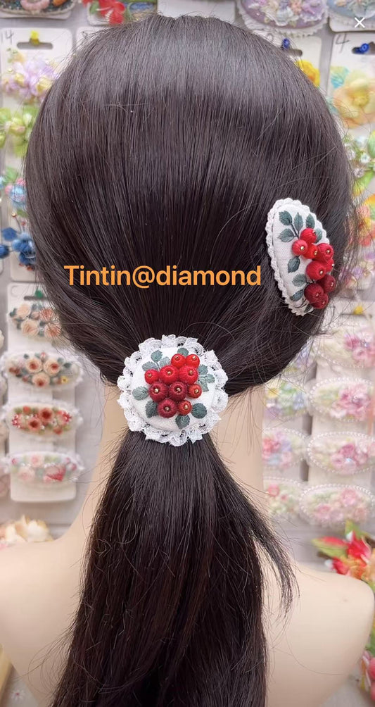 handmade embroidery hair tie